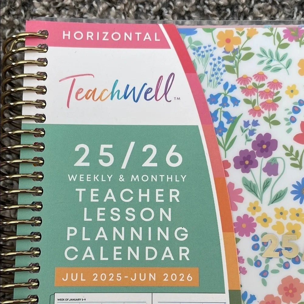 Teachwell Floral Teacher Lesson Planning Calendar Multicolor